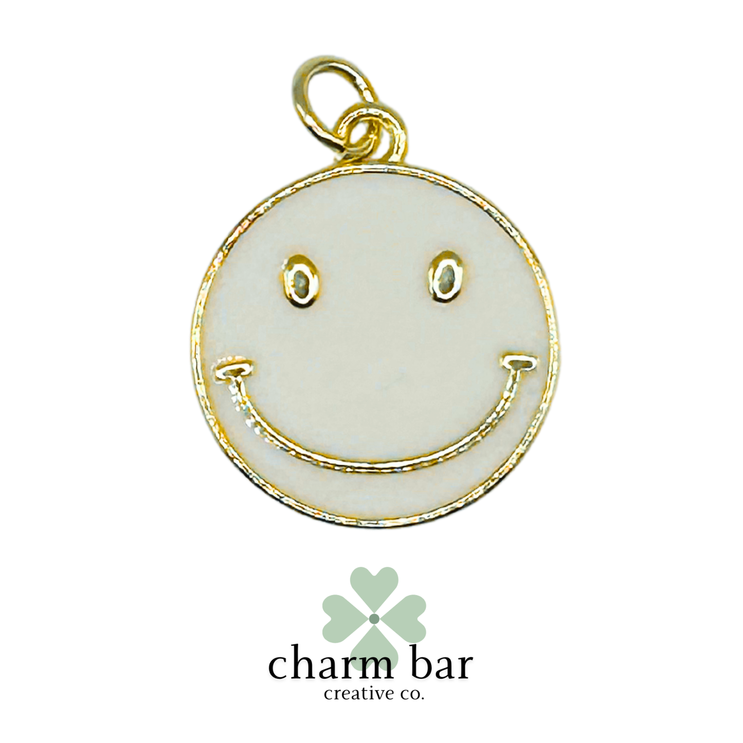 the Charms: White Enamel Smile Face