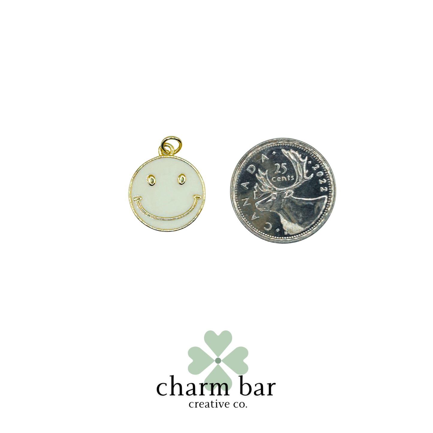 the Charms: White Enamel Smile Face