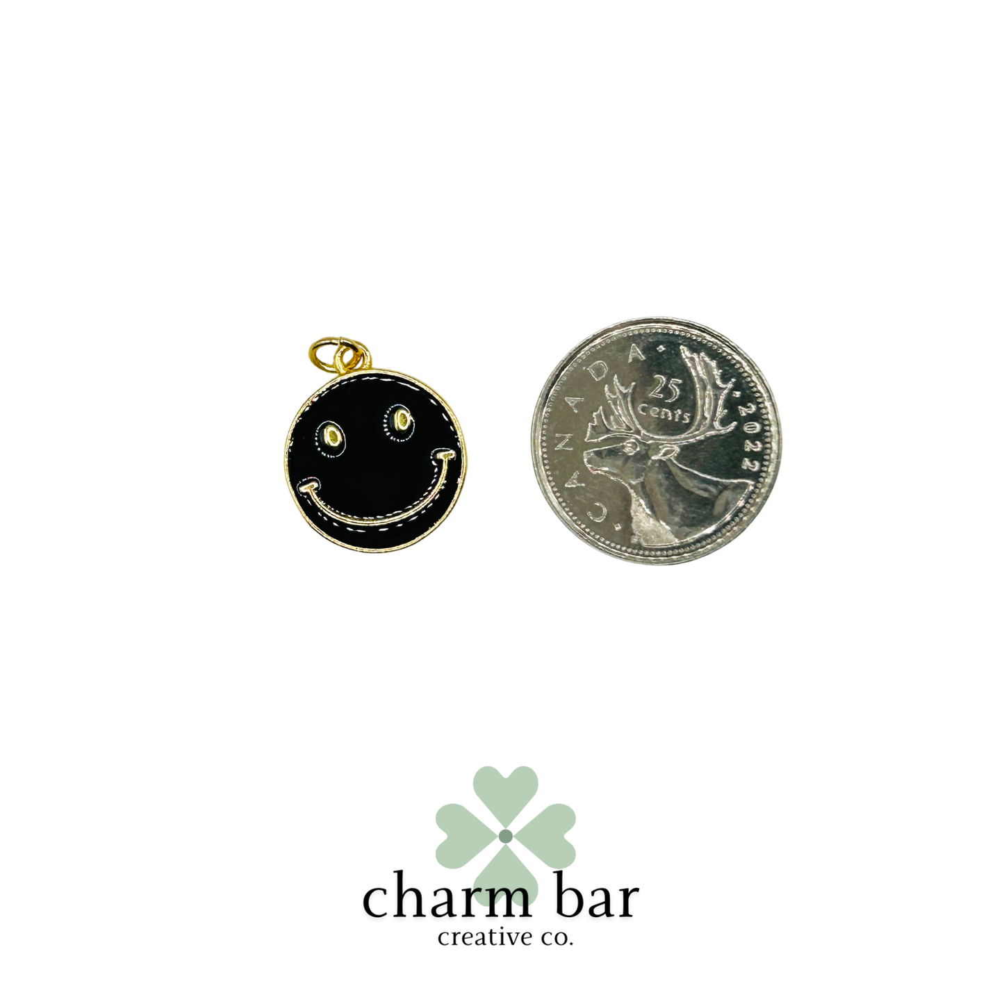 the Charms: Black Enamel Smile Face