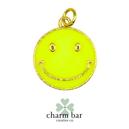 the Charms: Neon Yellow Enamel Smile Face