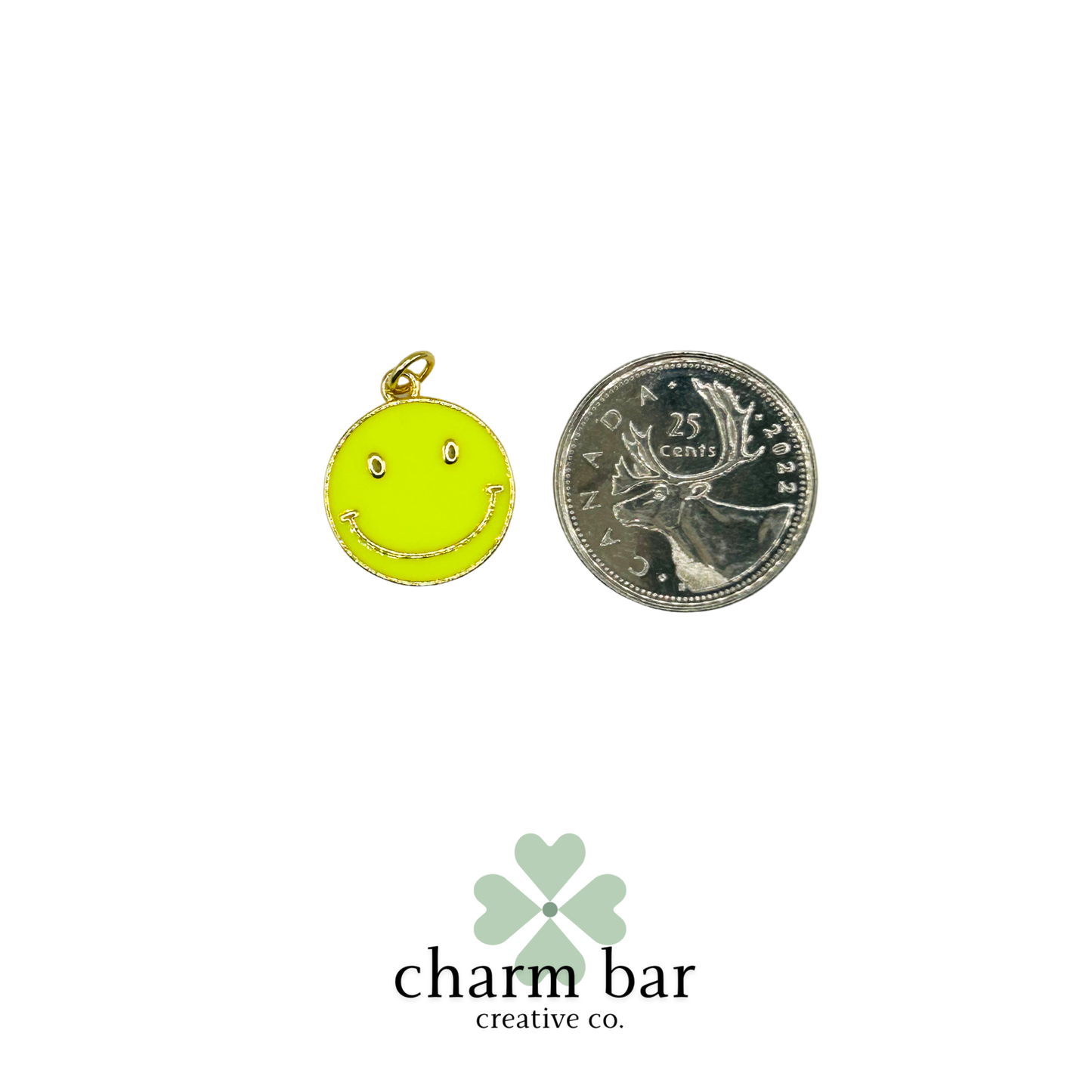 the Charms: Neon Yellow Enamel Smile Face