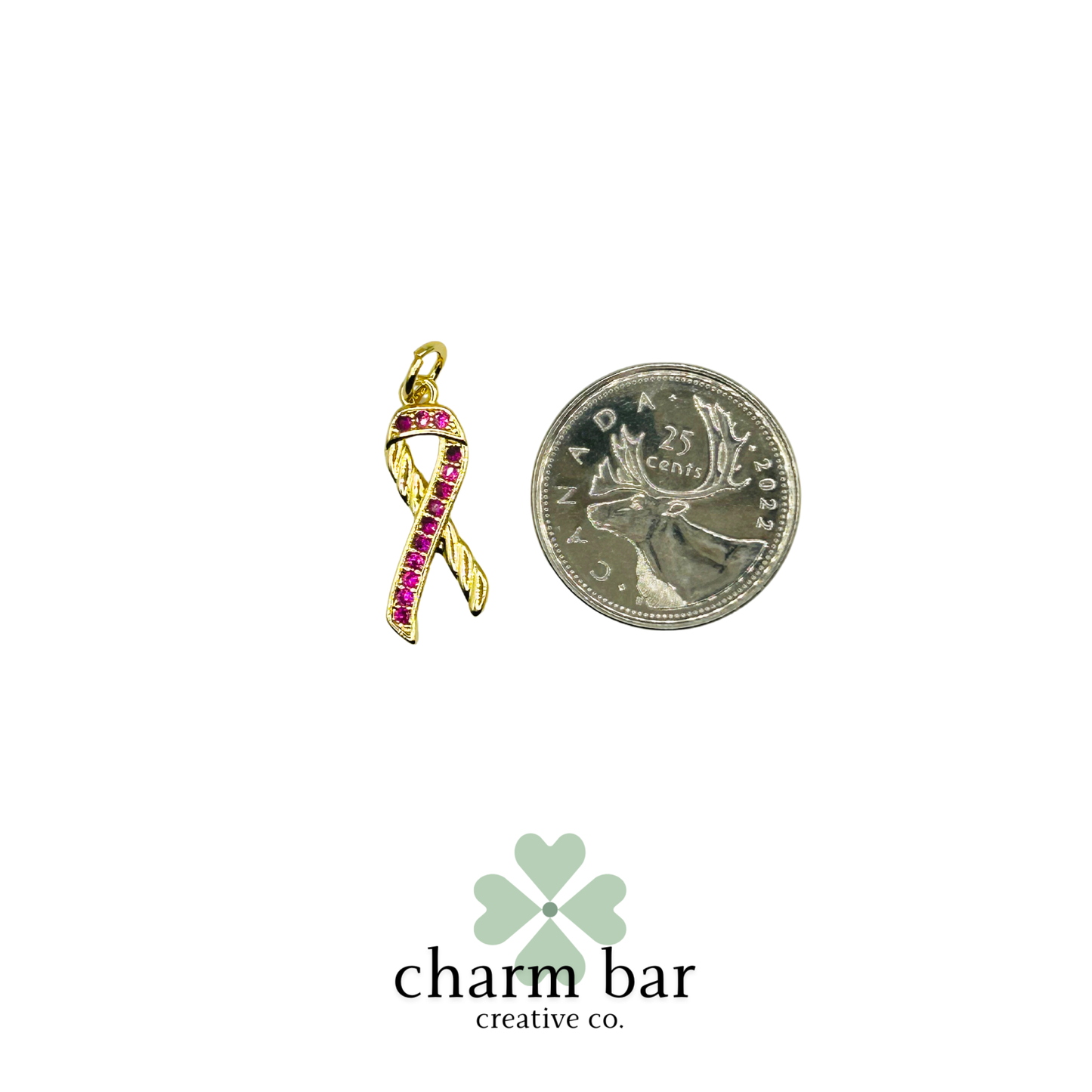 the Charms: Large Pink Cancer Ribbon