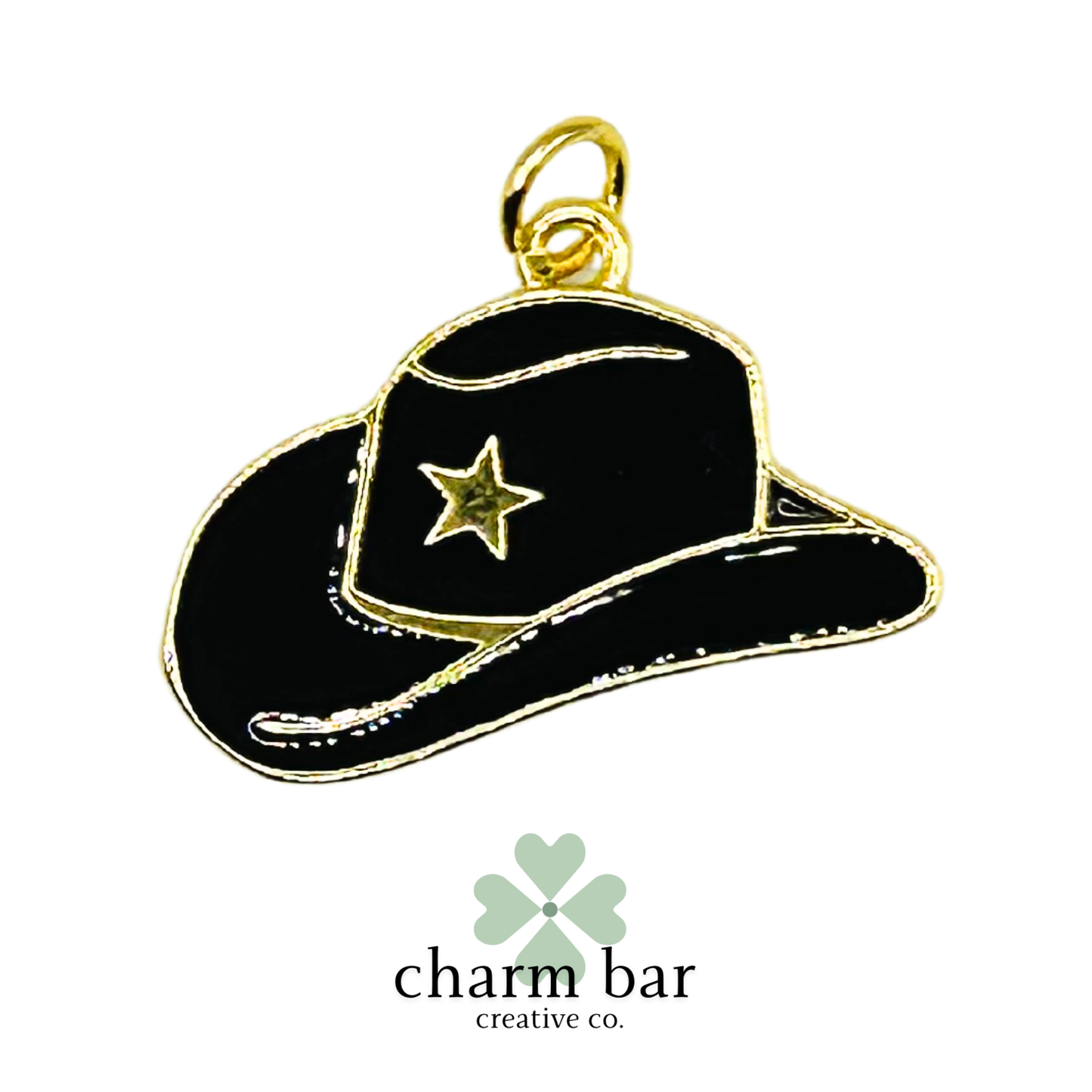 the Charms: Black Enamel Cowboy Hat