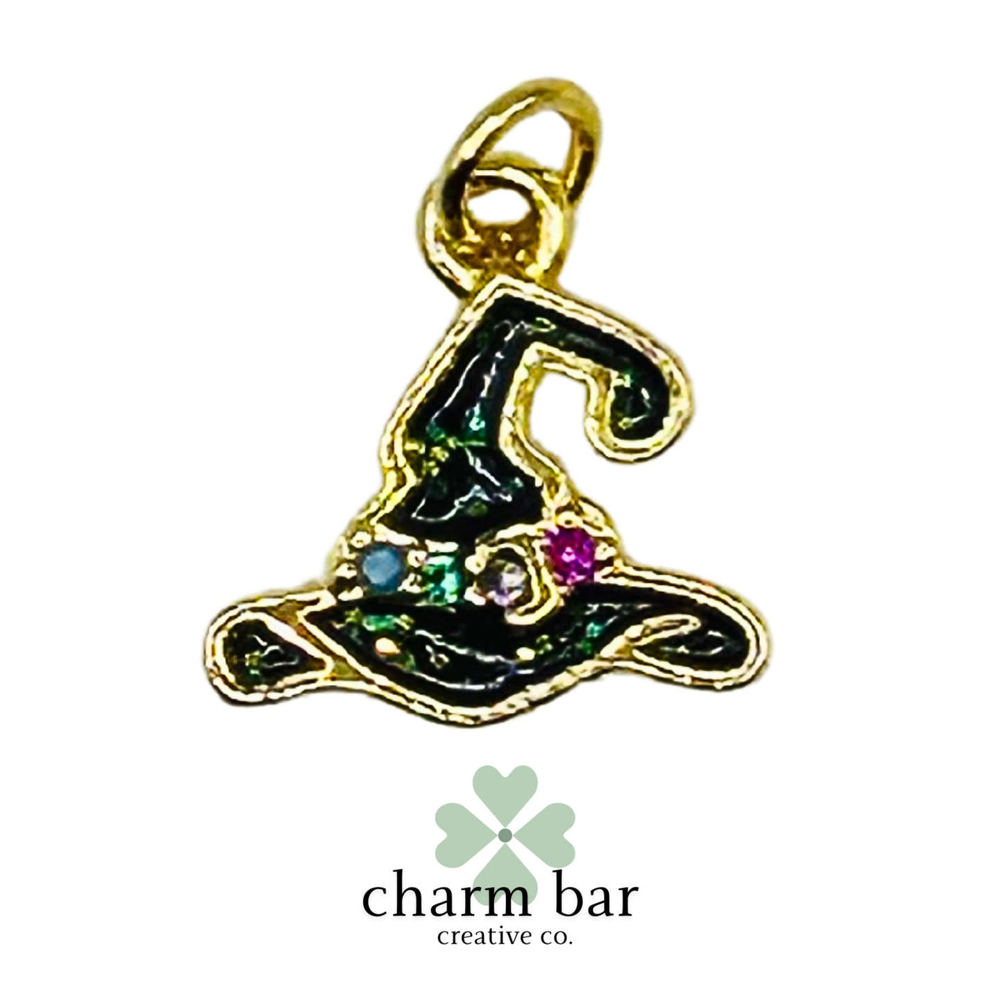 the Charms: Mini Green Glitter Witch Hat