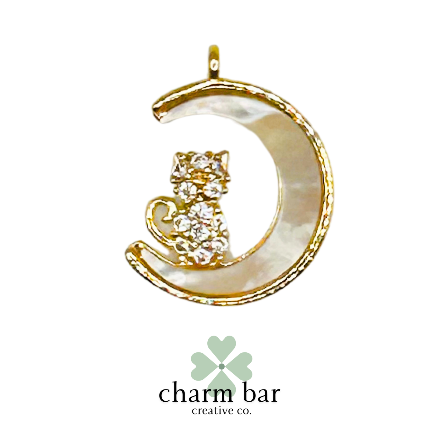 the Charms: Shell-Filled Moon & Pavé Cat