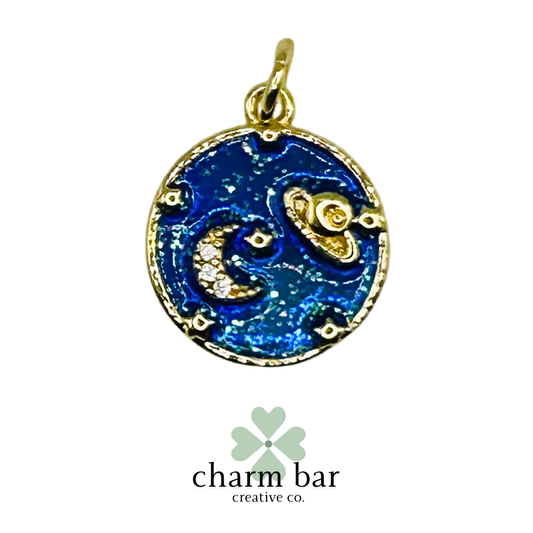 the Charms: Navy Glitter UFO Pendant