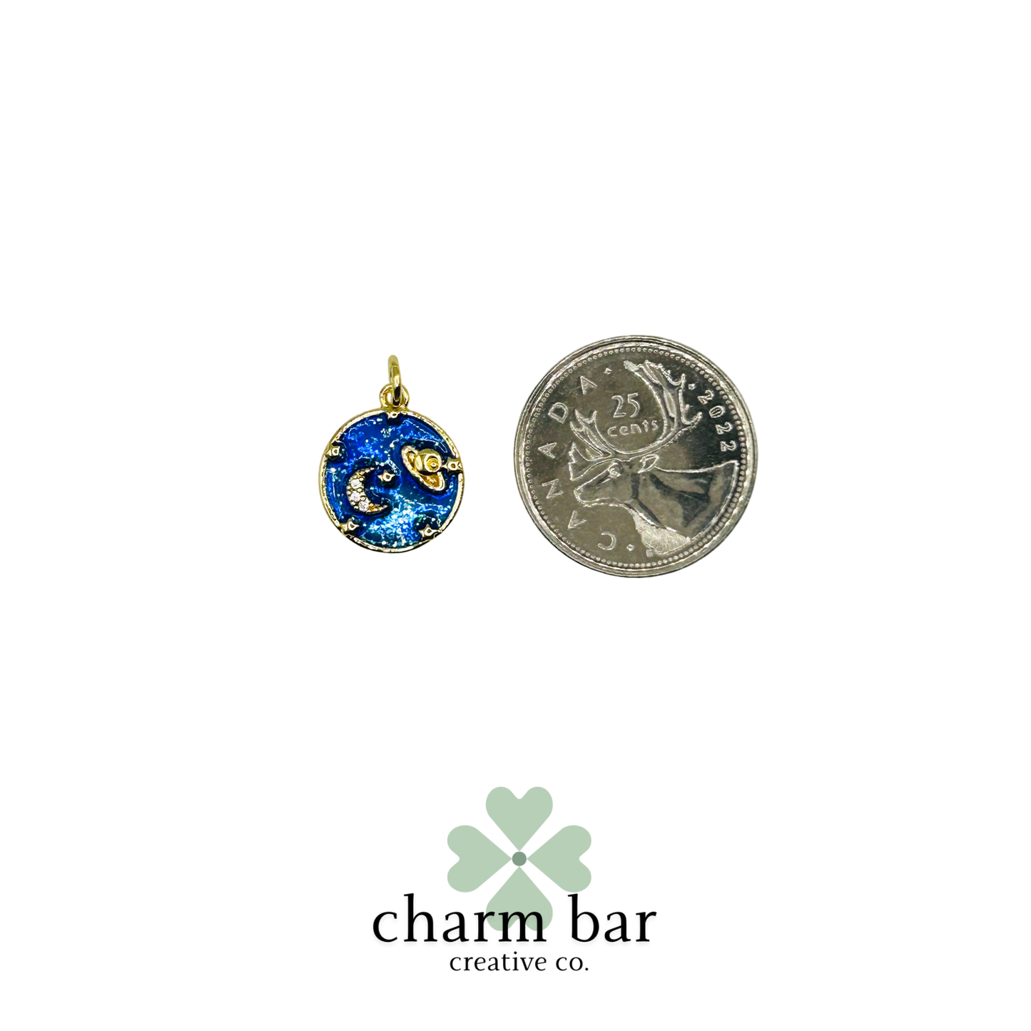 the Charms: Navy Glitter UFO Pendant