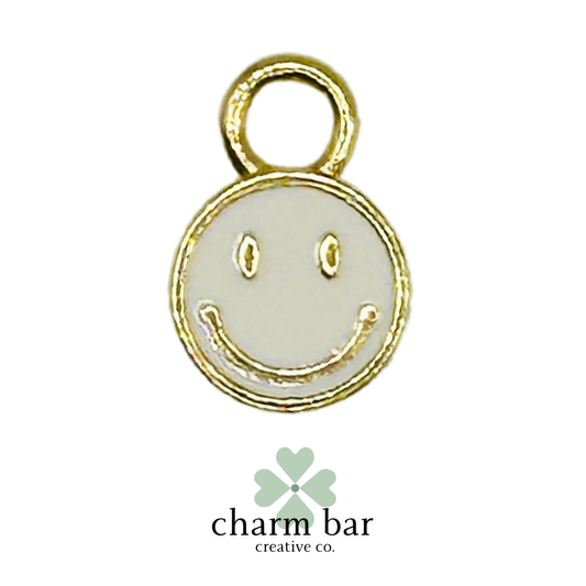 the Charms: Mini White Enamel Smile Face