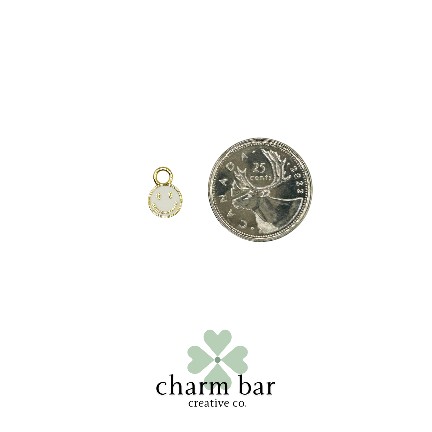 the Charms: Mini White Enamel Smile Face